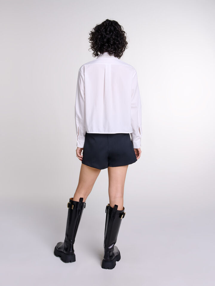 Camisa corta con perlas