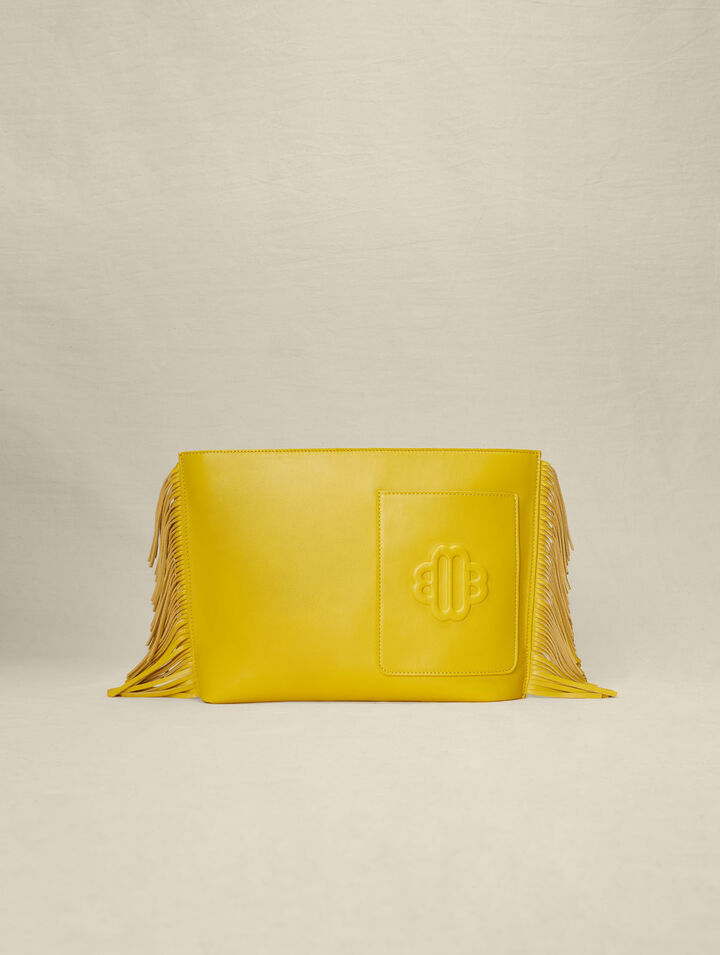 Bolso de mano de piel con flecos