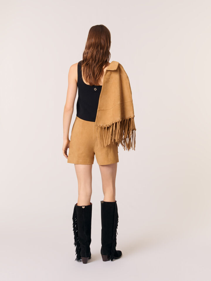 Short con flecos de nobuk