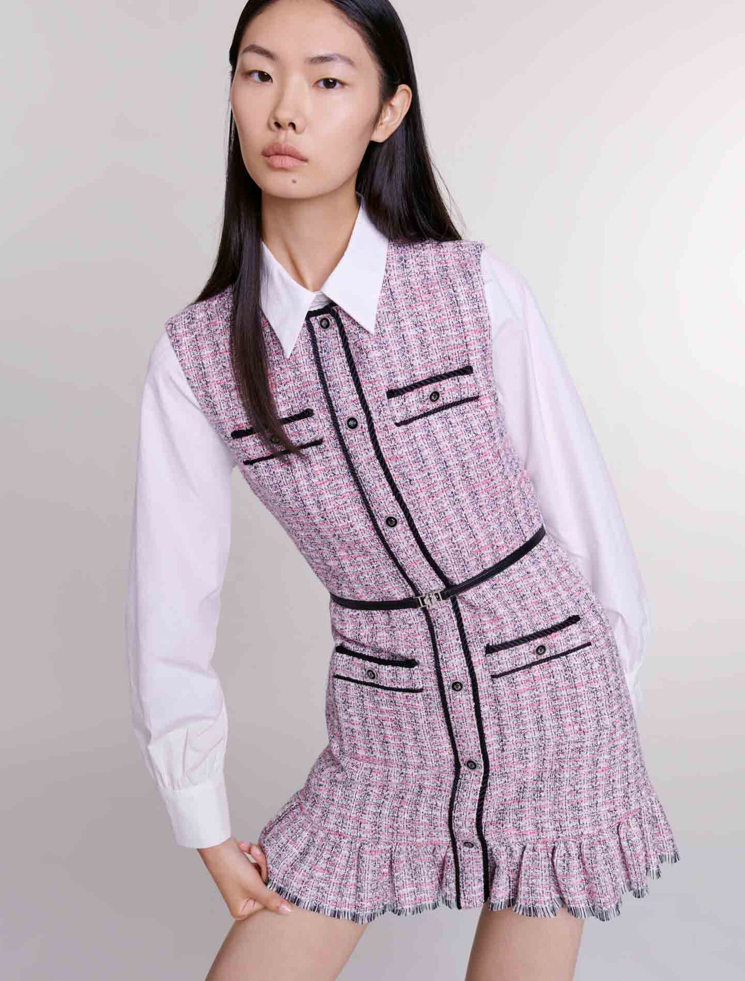 Vestido corto 2 en 1 de tweed