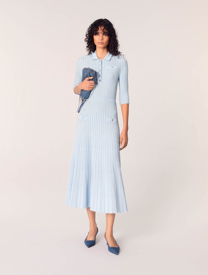 Vestido midi de punto acanalado