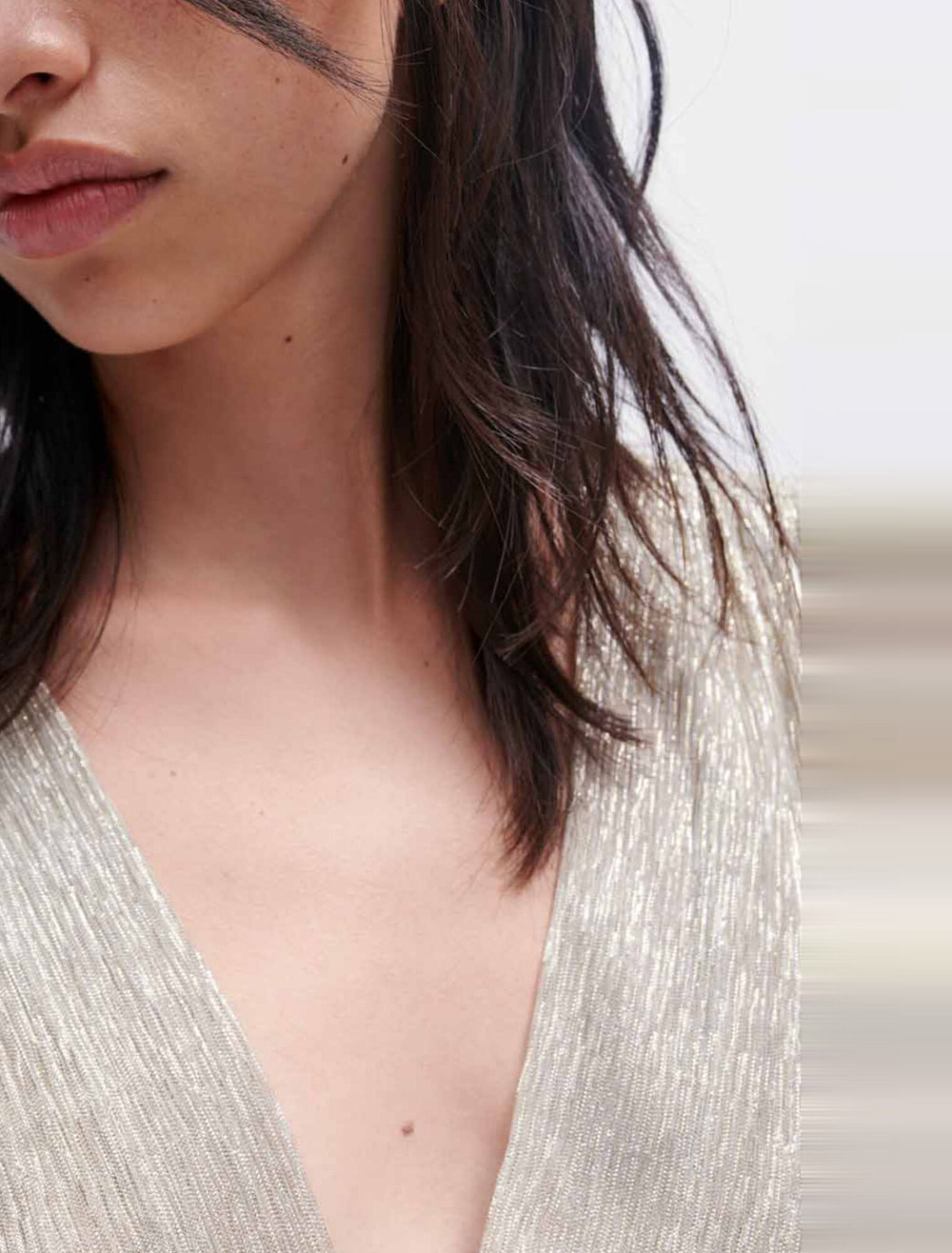 Vestido con volantes totalmente de lamé