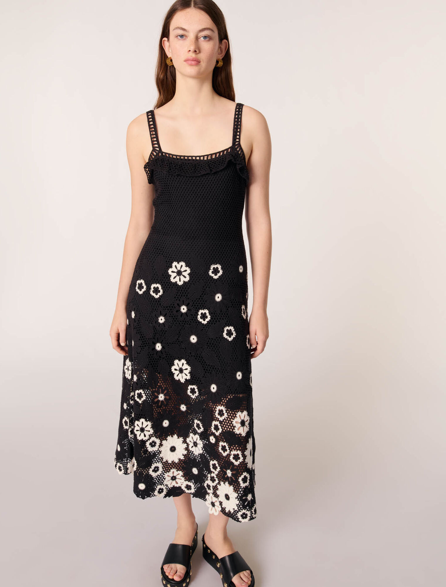 Vestido largo de ganchillo floral