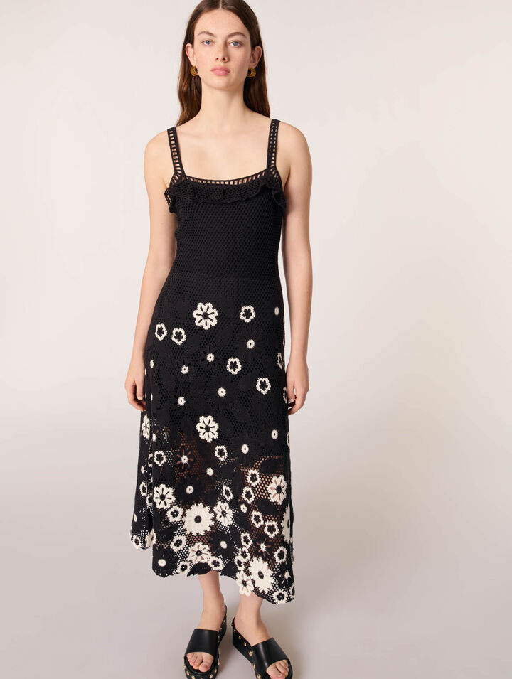 Vestido largo de ganchillo floral