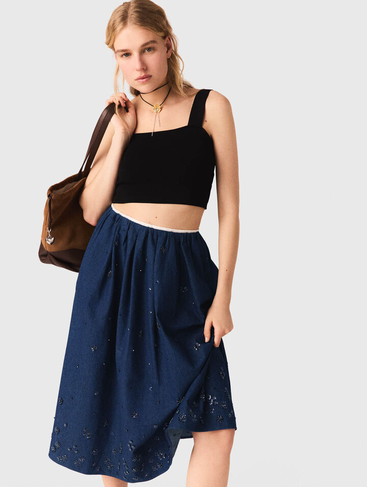 Crop top de punto con tirantes