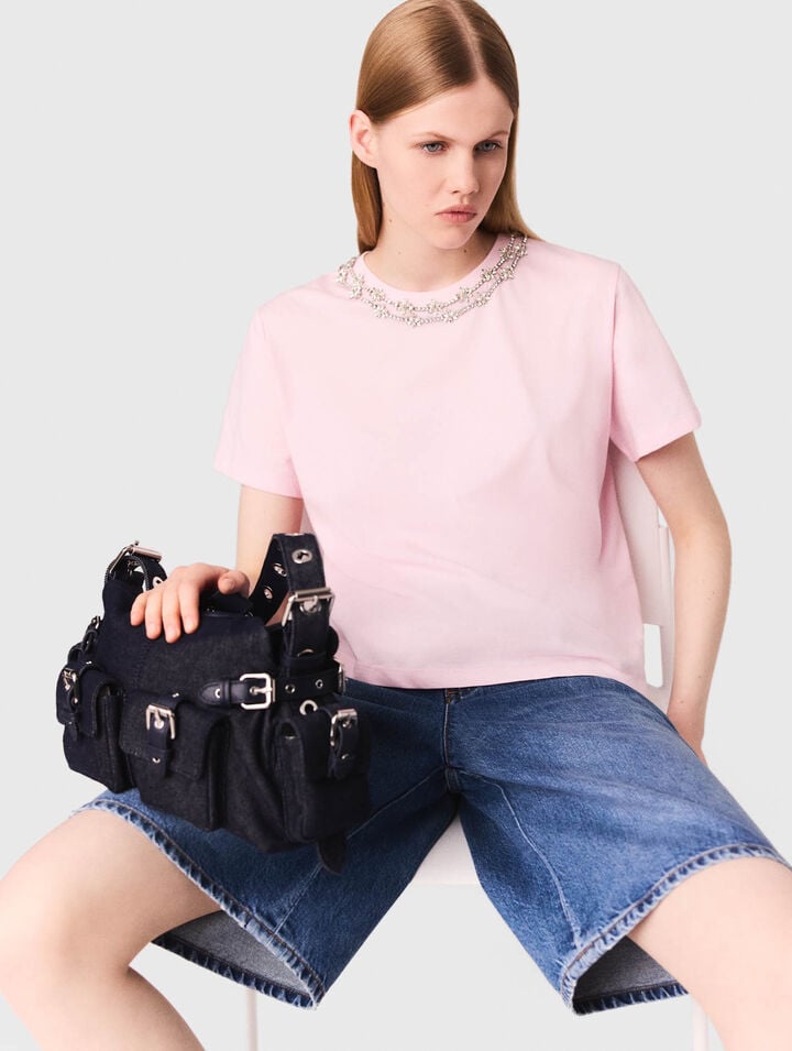 Camiseta manga corta cuello joya