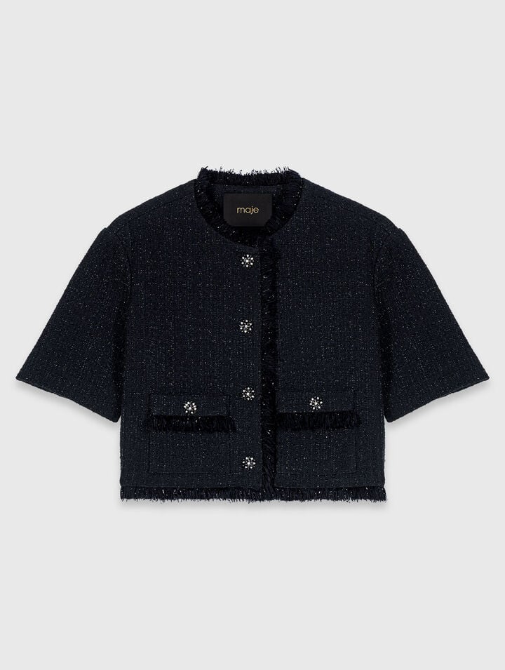 Chaqueta corta de tweed brillante