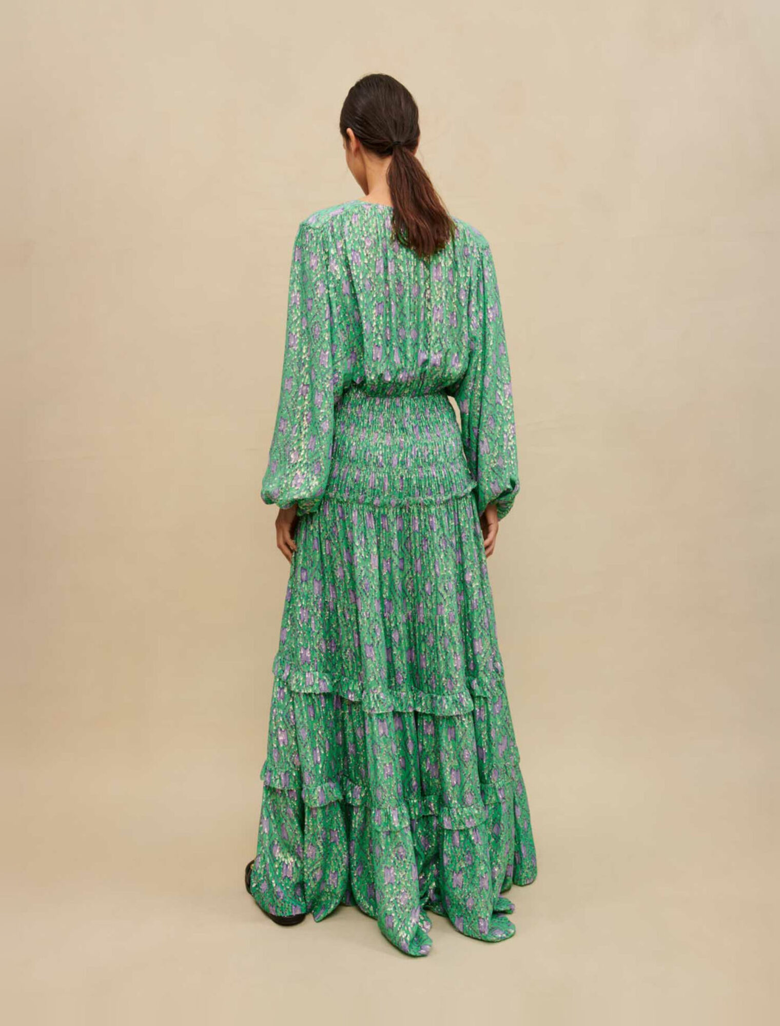 Maxivestido metalizado