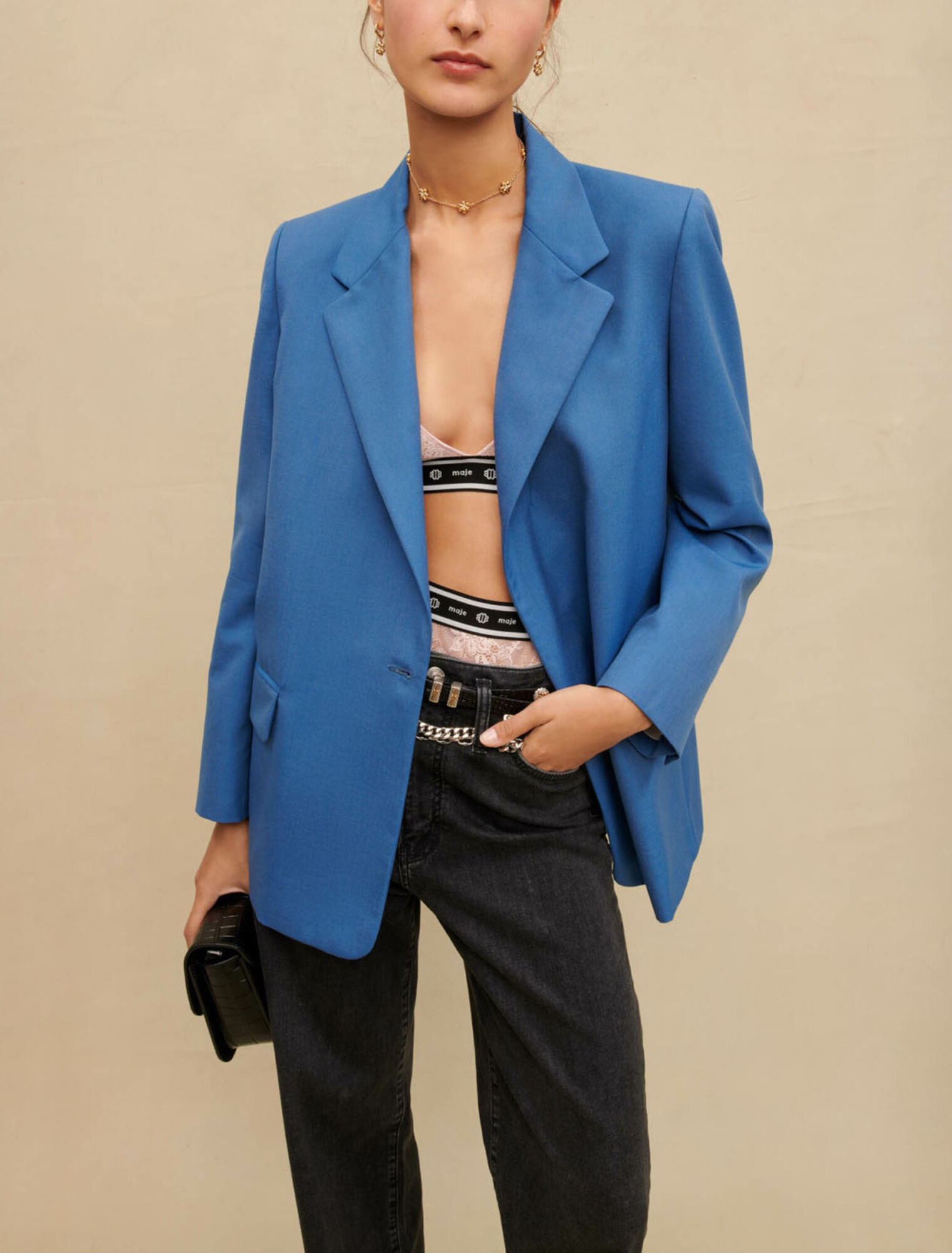 Chaqueta de traje recto azul