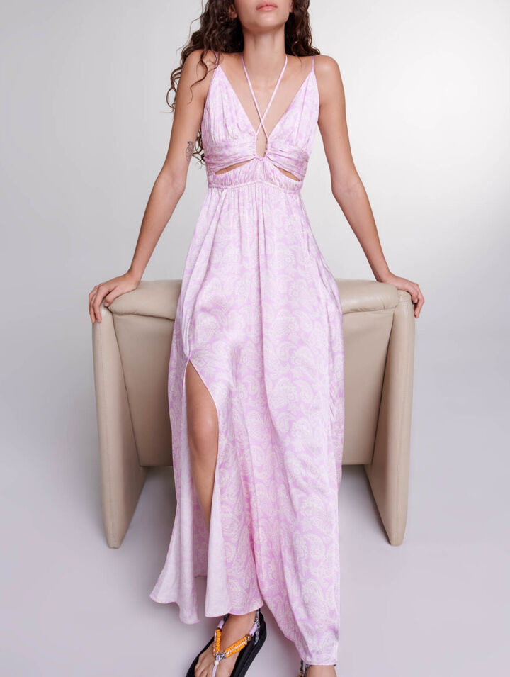 Vestido largo con estampado calado