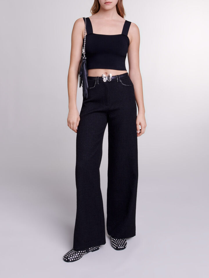 Pantalón ancho de tweed
