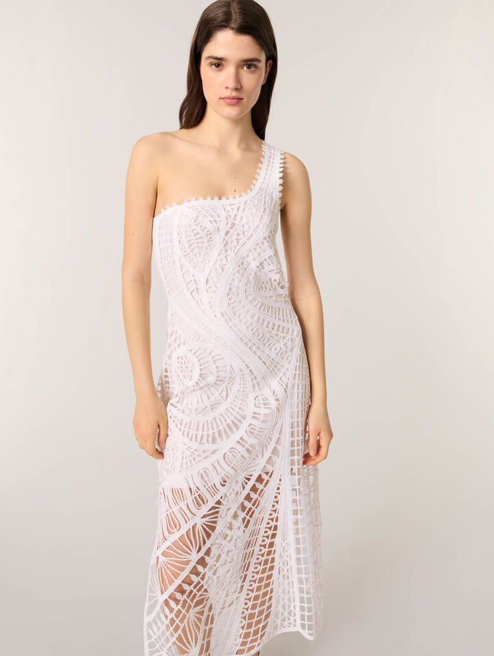 Vestido largo asimétrico de ganchillo