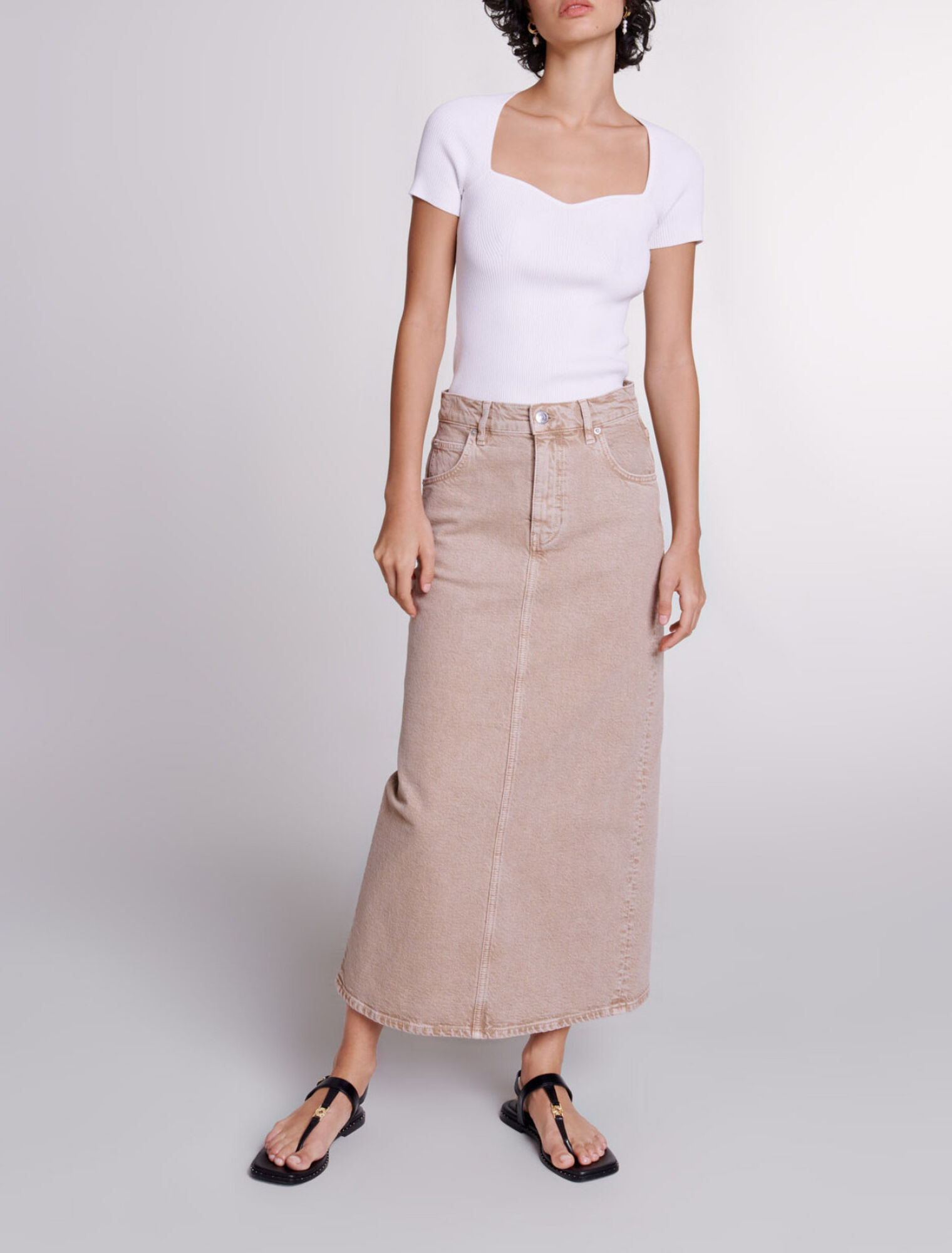 Falda larga en denim