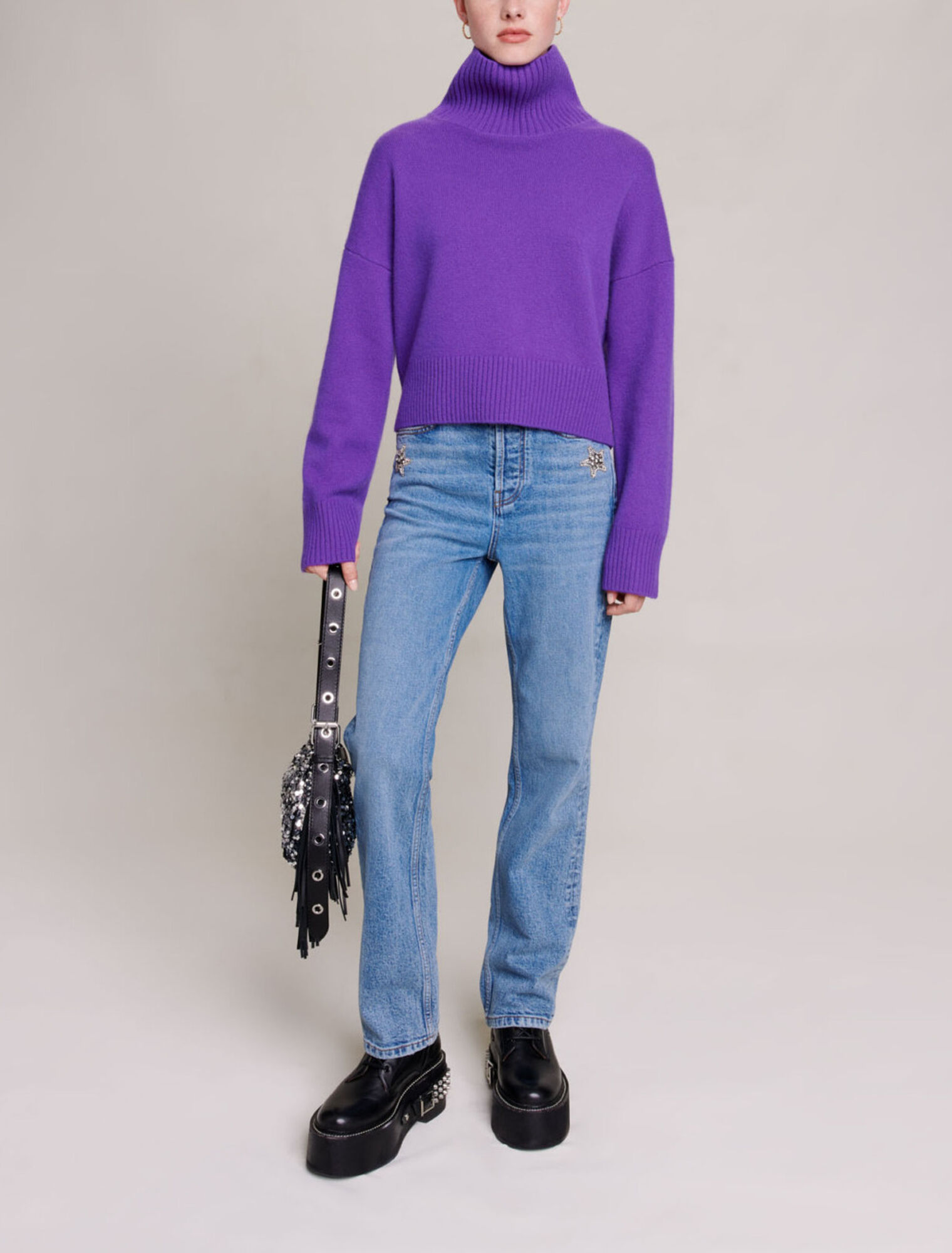 Jersey de cachemira con cuello alto