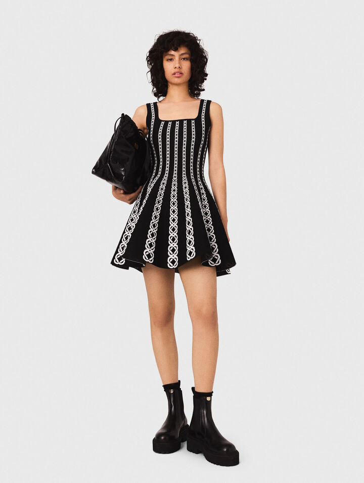 Vestido corto de punto jacquard