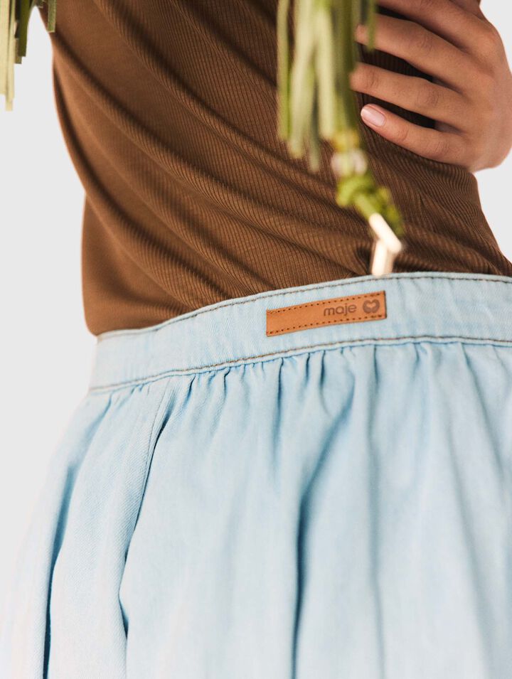 Short falda globo de chambray