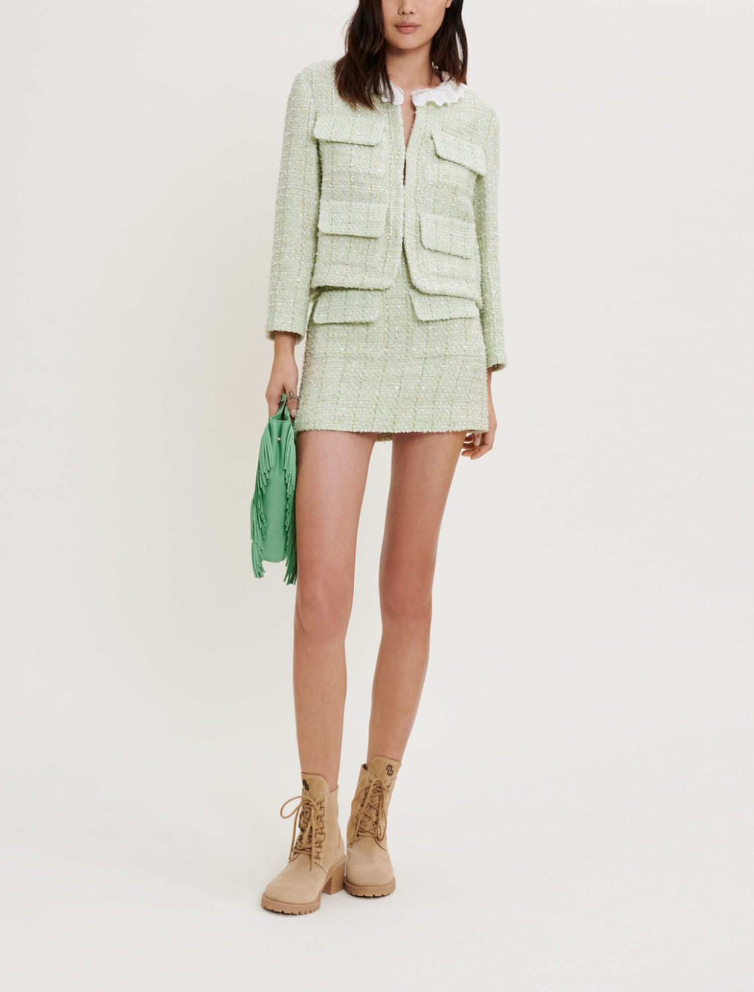 Chaqueta de tweed con brillo