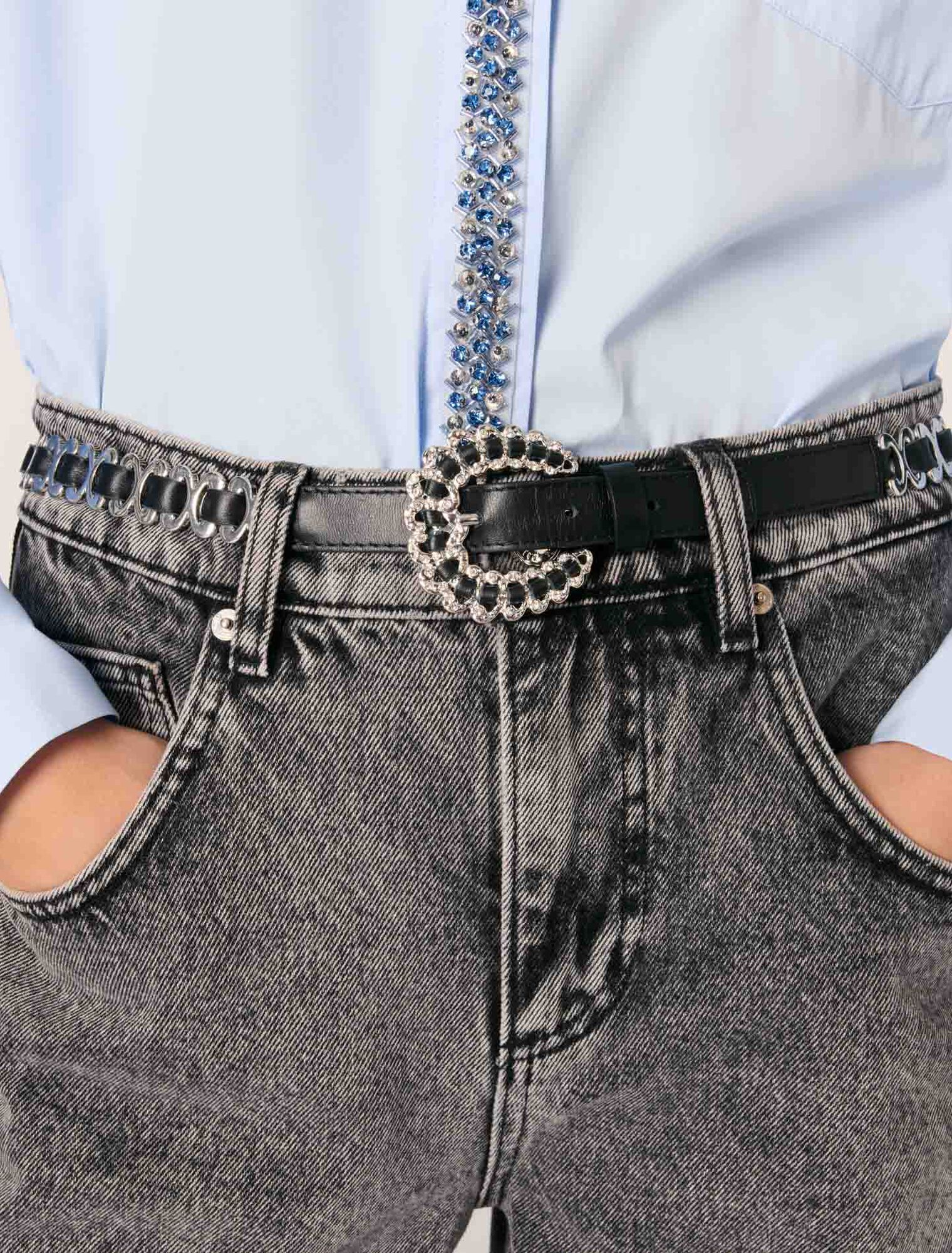 Camisa de popelina con estrás
