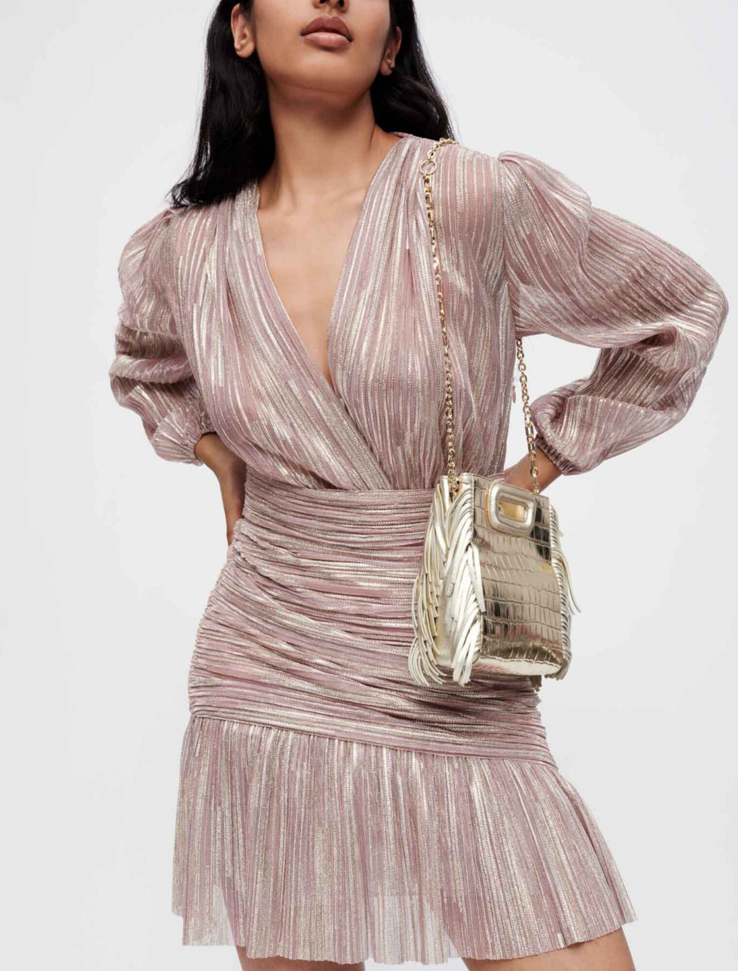 Vestido drapeado de lurex