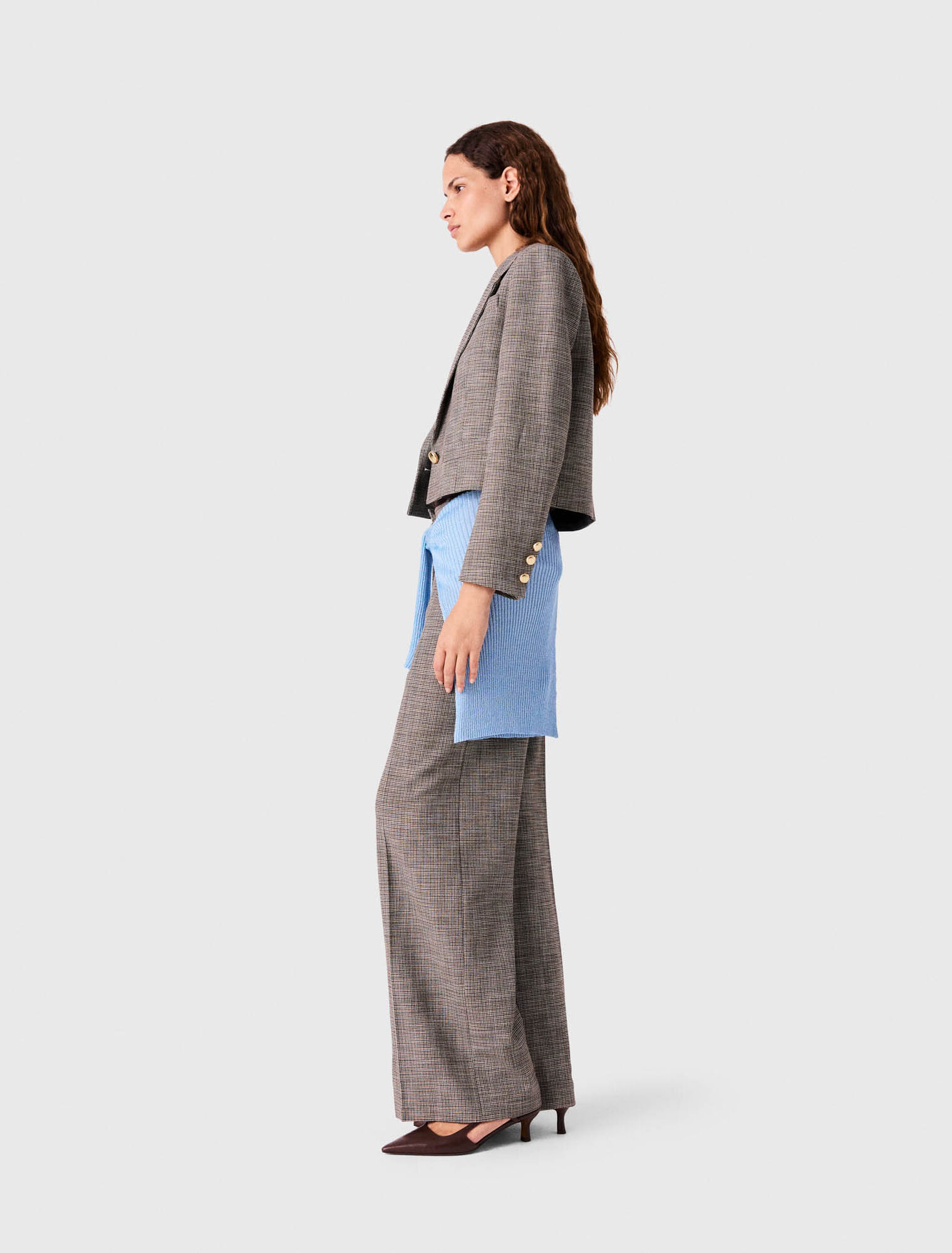 Chaqueta de traje corta a cuadros