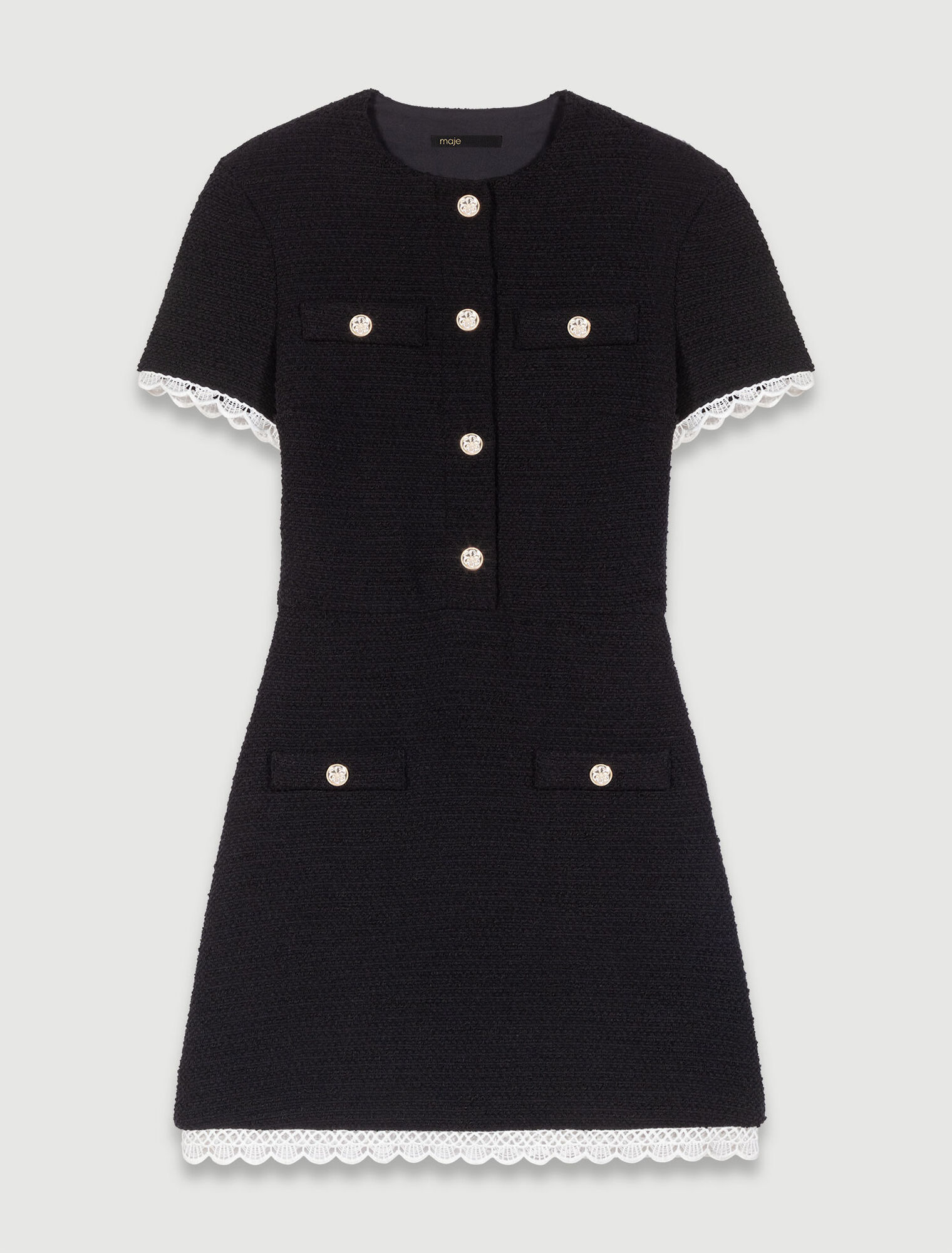 Vestido corto tweed y cordoncillo