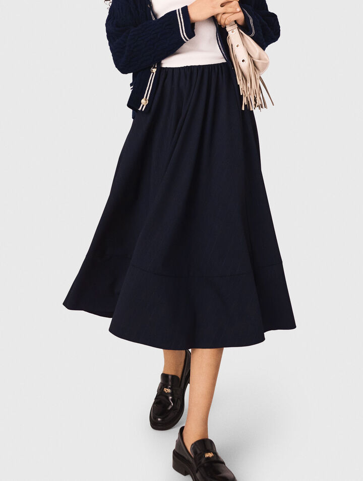 Falda de traje midi de rayas