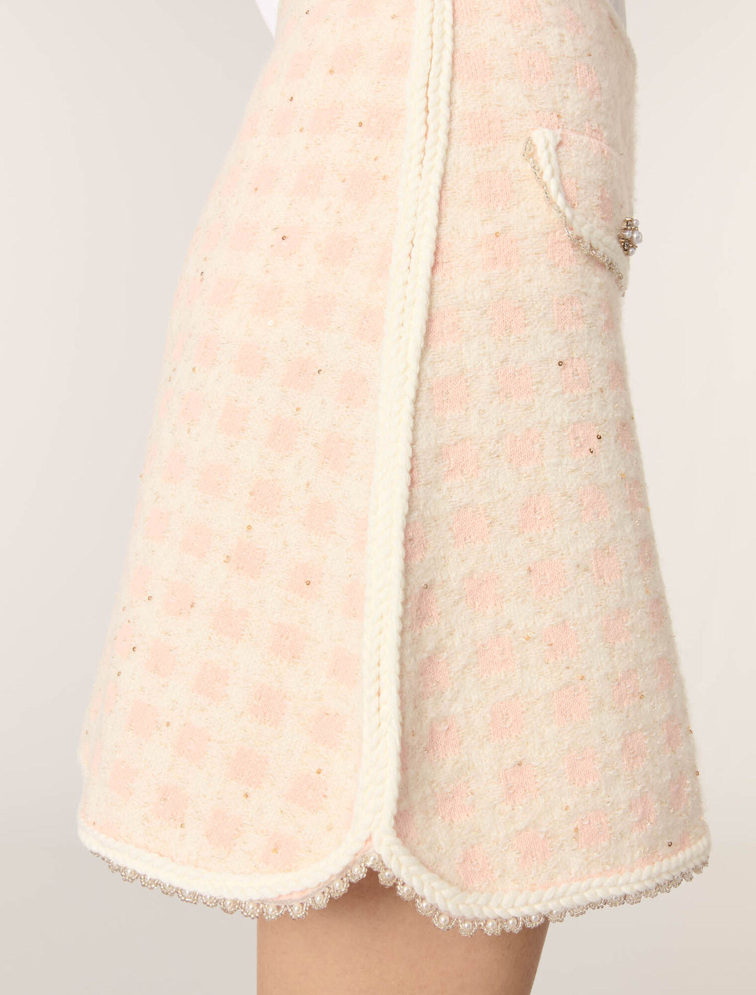 Falda corta de punto efecto tweed