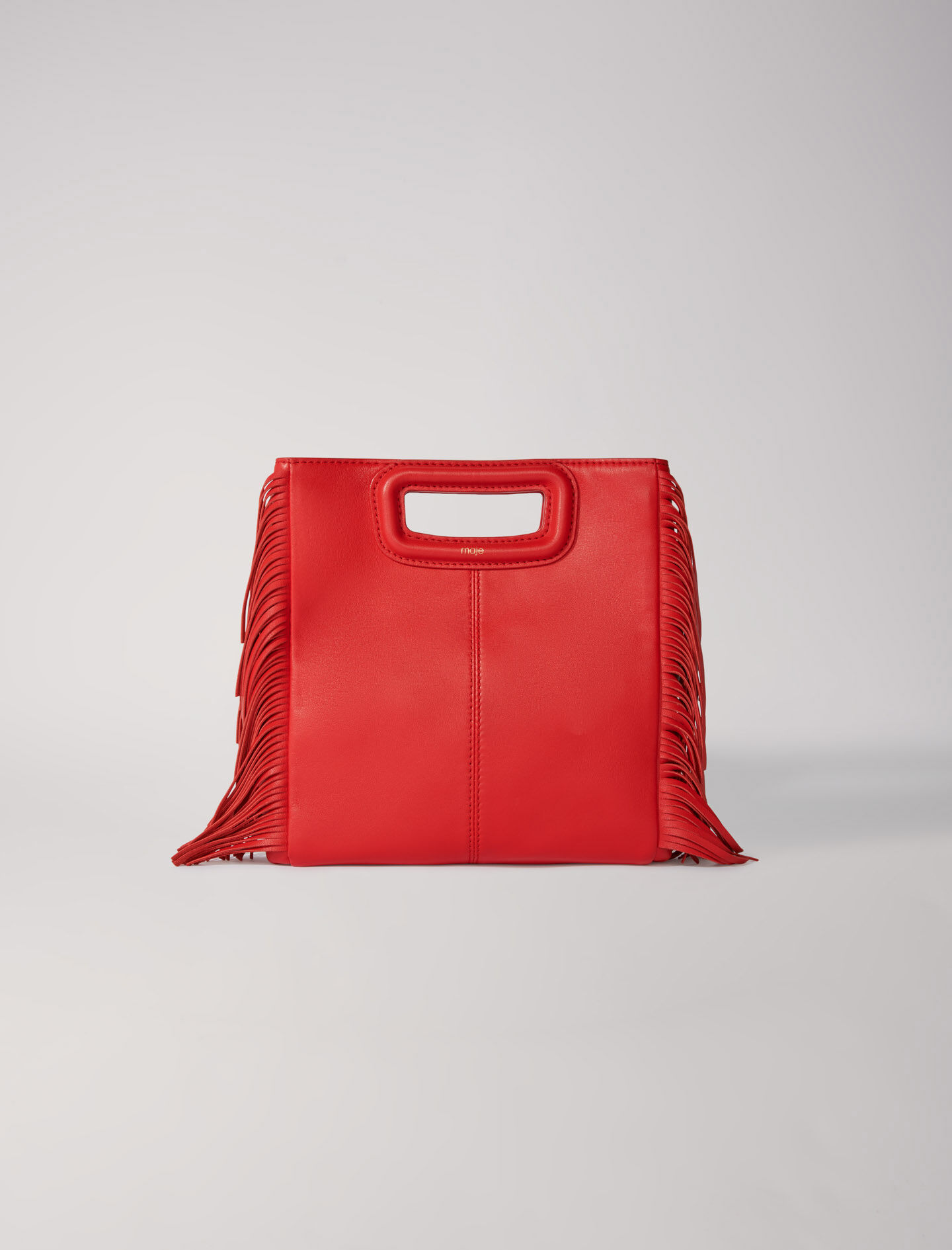 Bolso M con flecos de piel lisa