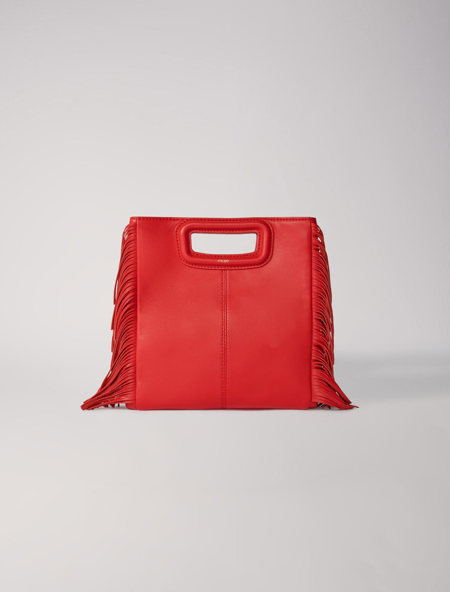 Bolso M con flecos de piel lisa