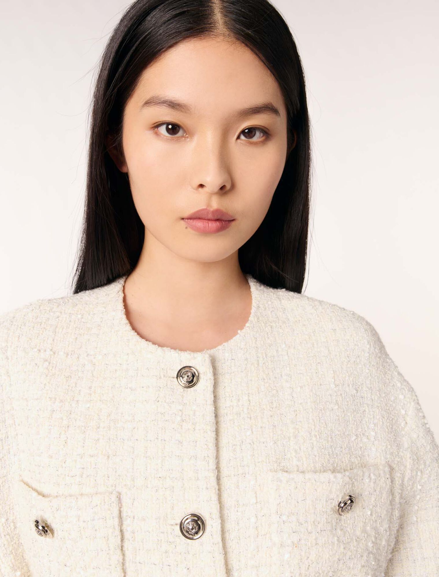 Chaqueta de tweed con cinturón