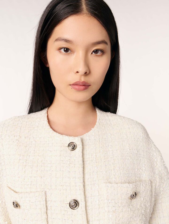 Chaqueta de tweed con cinturón