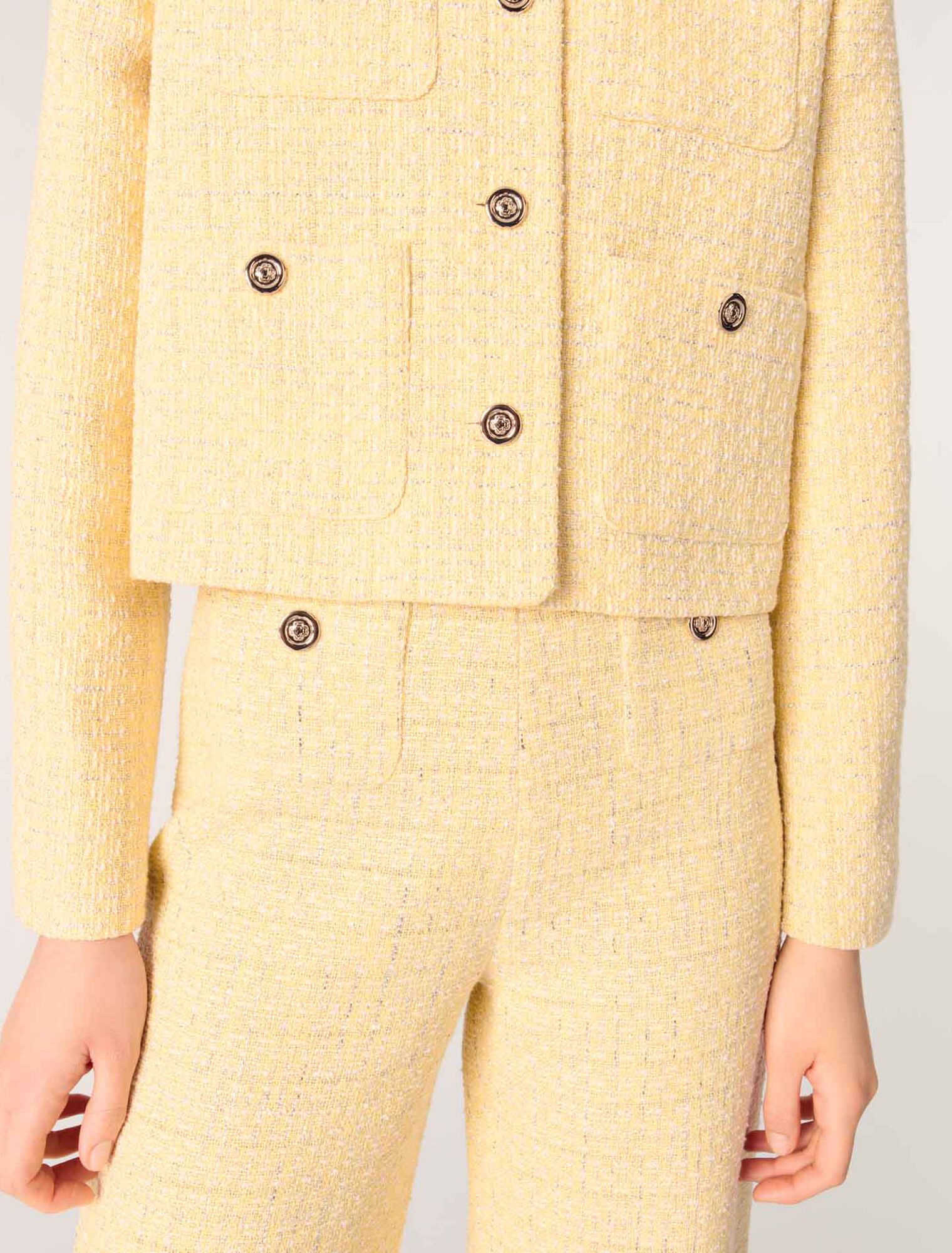 Pantalón recto de tweed y lúrex