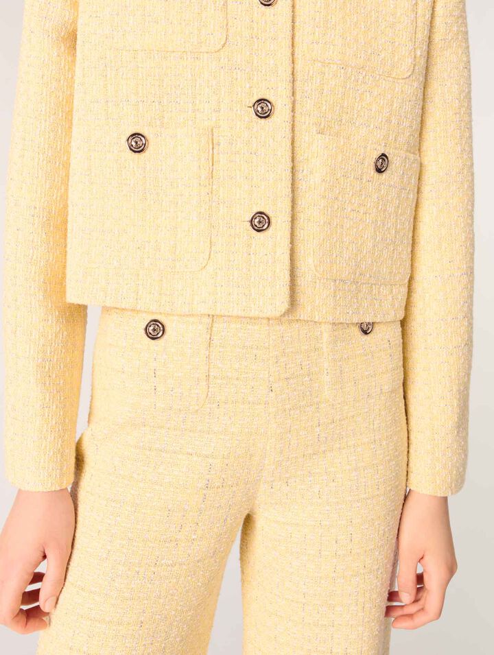Pantalón recto de tweed y lúrex