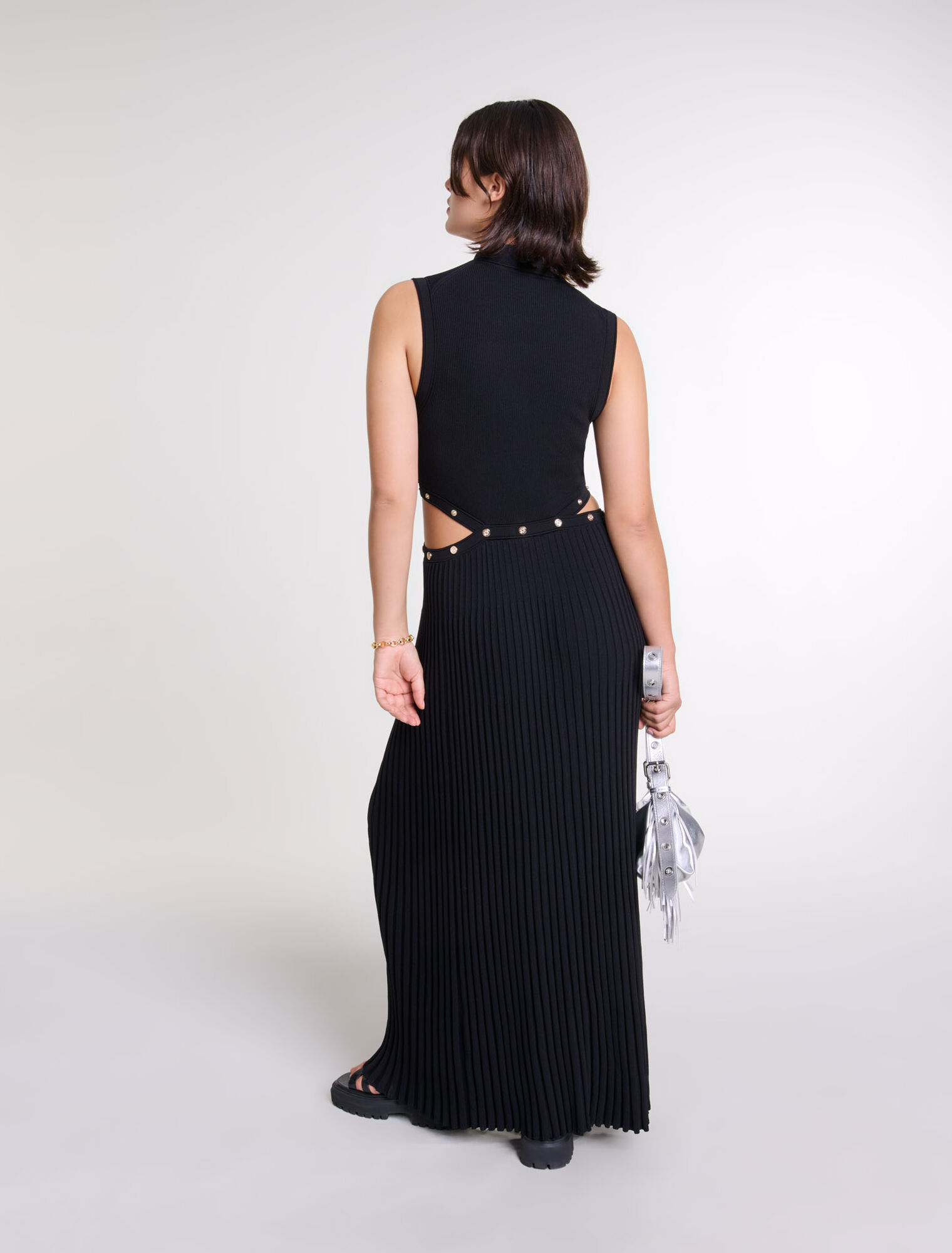 Vestido largo de punto de canalé