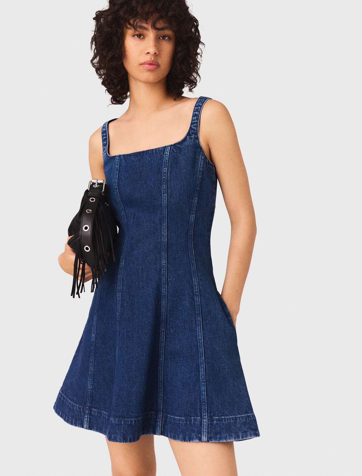 Vestido babydoll corto de denim