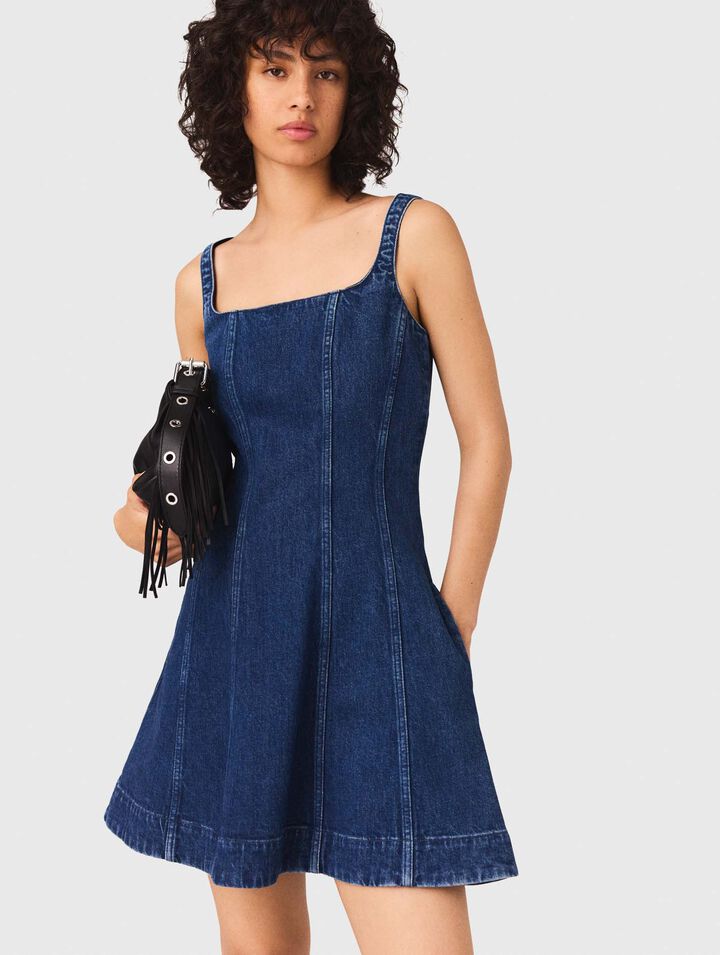 Vestido babydoll corto de denim