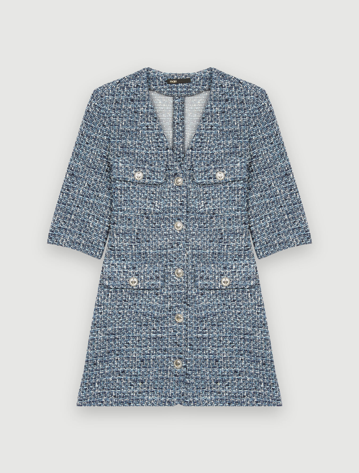 Vestido de tweed ajustado en la cintura