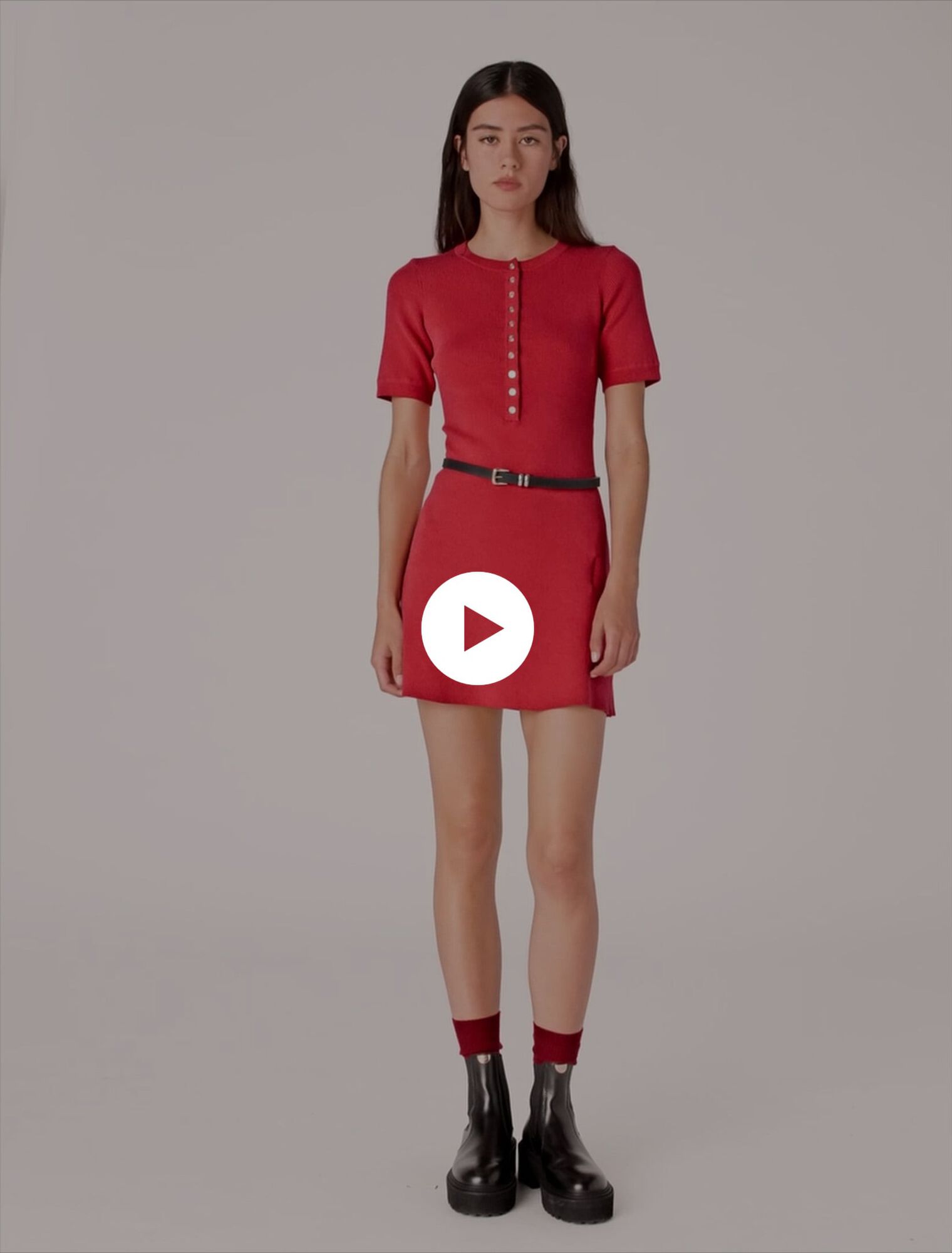 Vestido corto de punto canalé