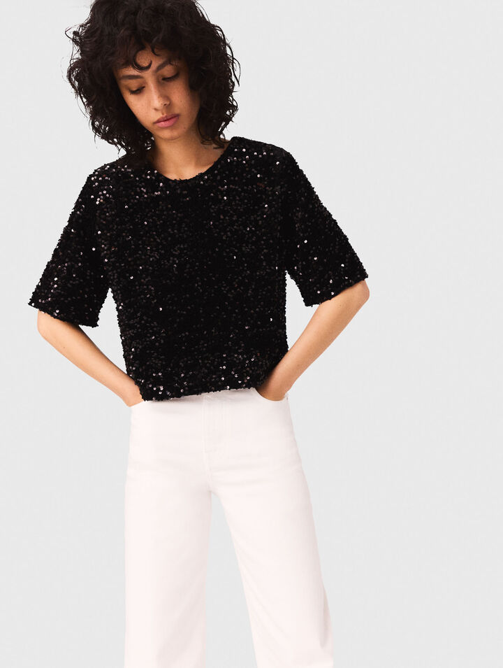 Top de terciopelo y lentejuelas
