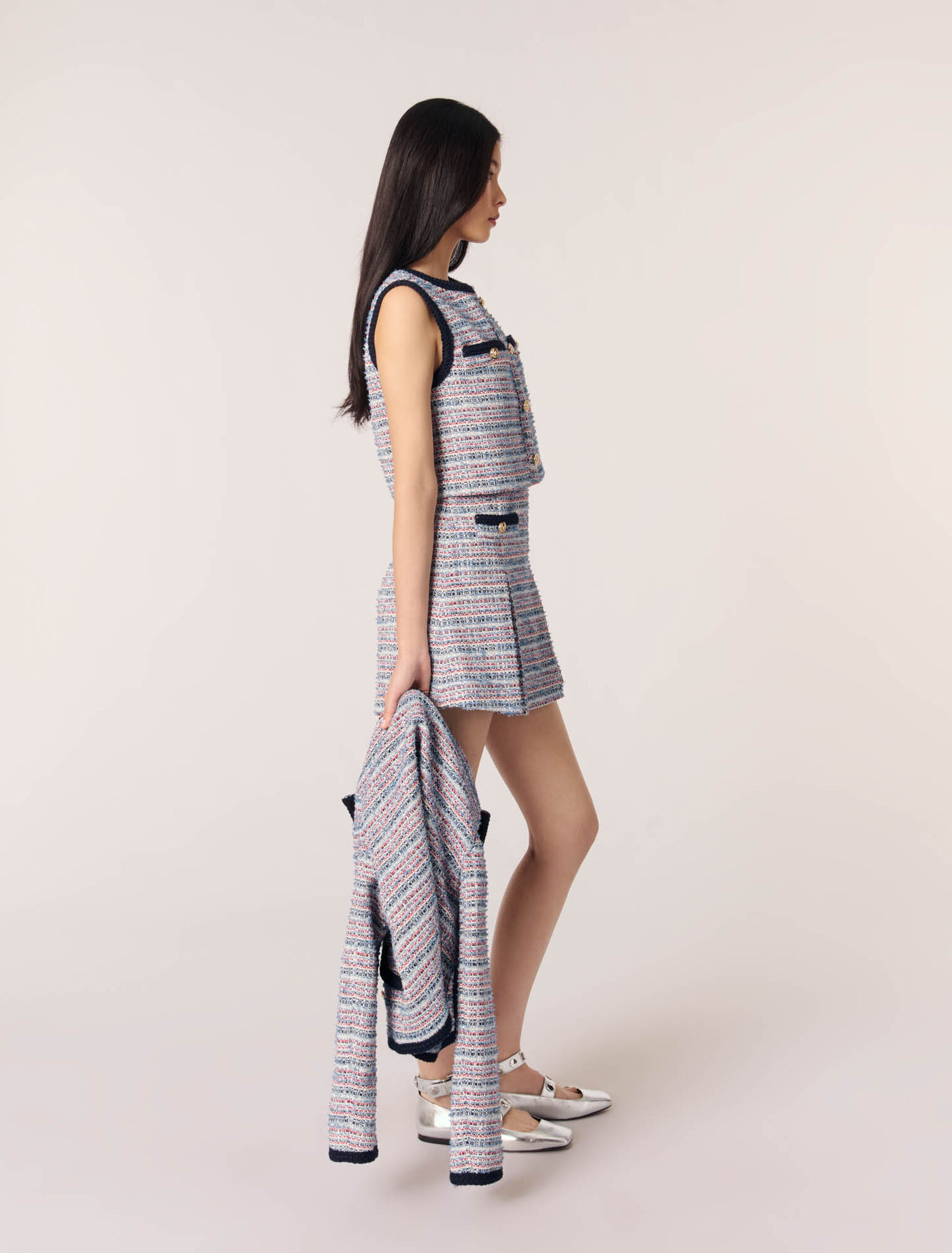 Vestido corto 2 en 1 de tweed
