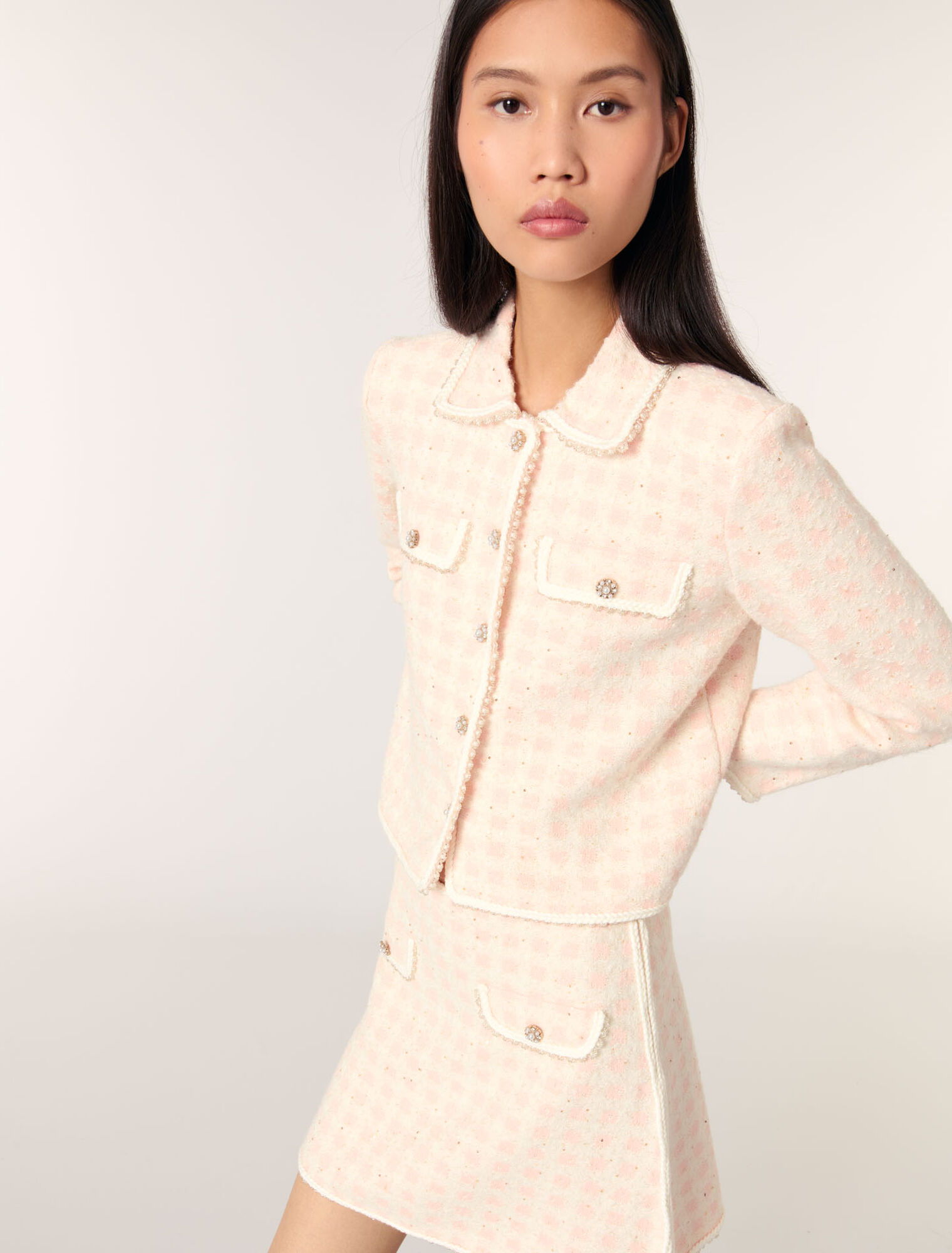 Chaqueta de punto efecto tweed