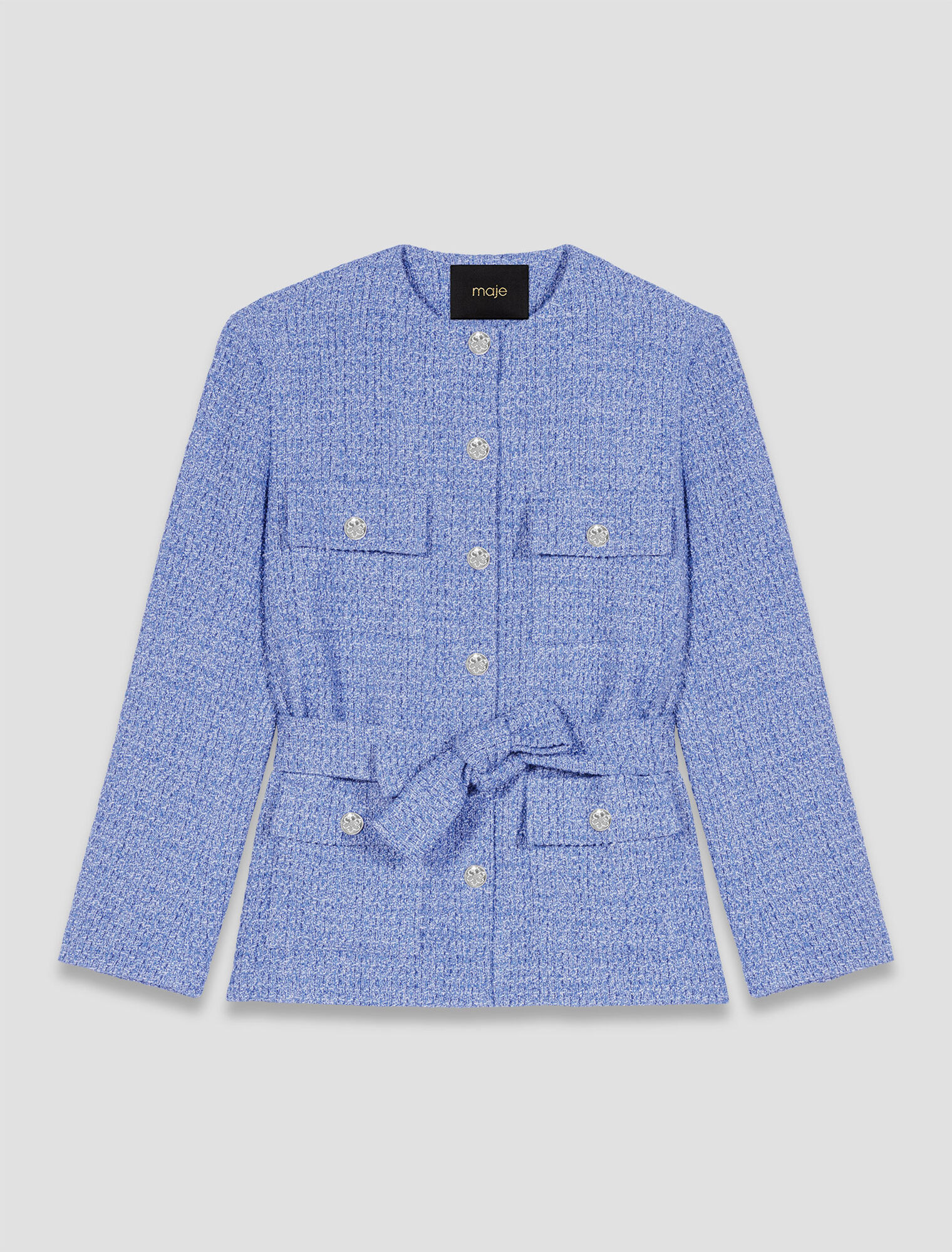 Chaqueta de tweed con cinturón