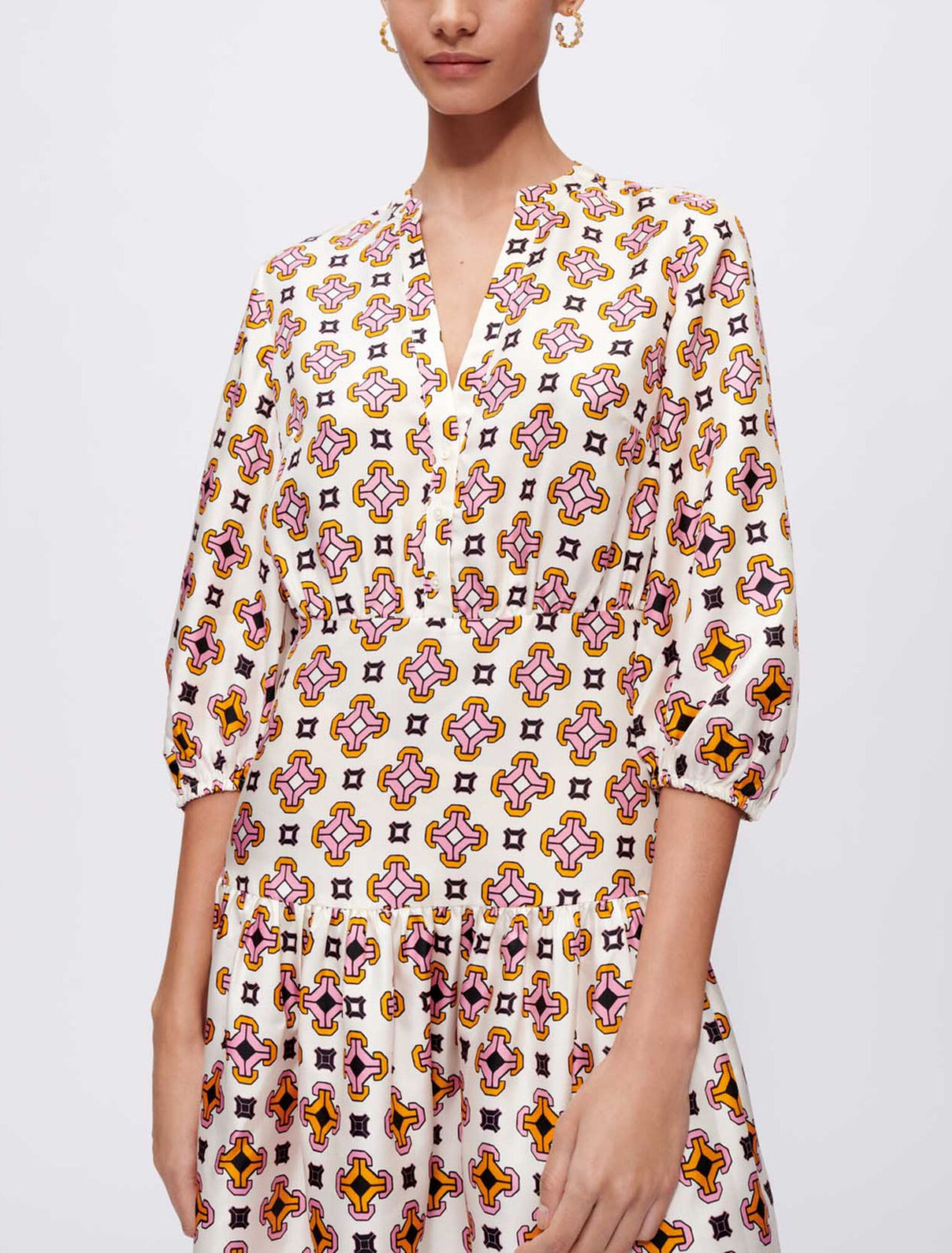 Vestido de seda estampada