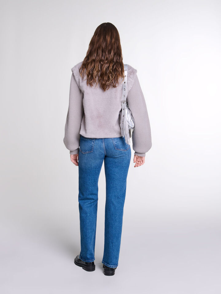 Chaqueta pelo sintético bimaterial