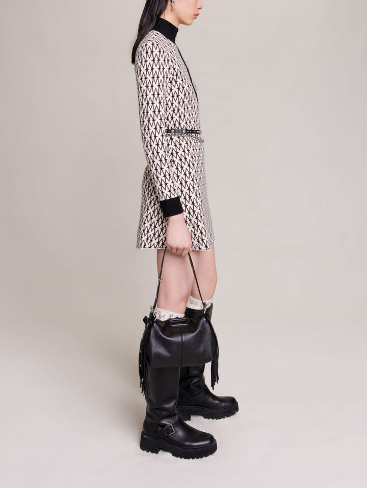 Vestido corto jacquard monograma