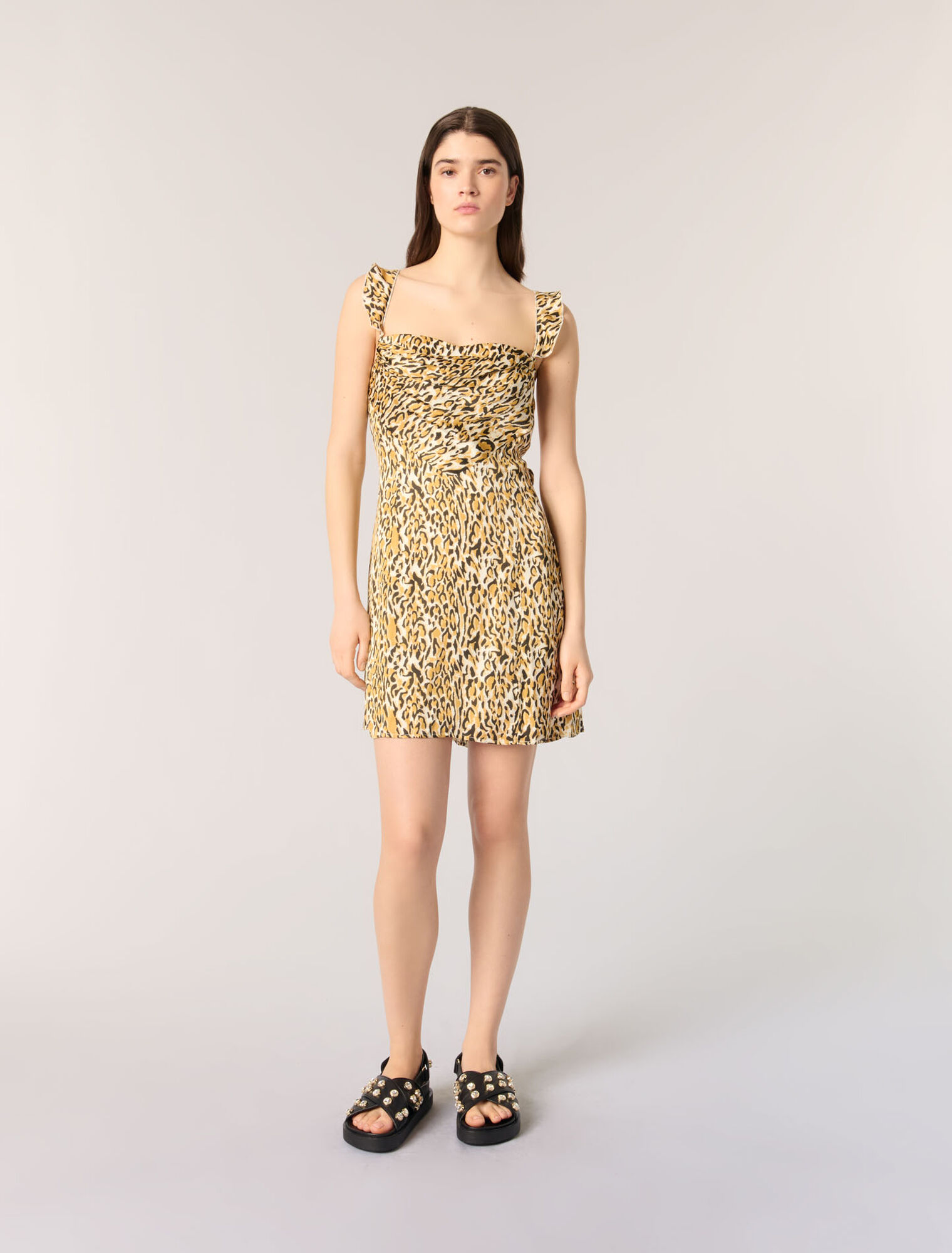 Vestido corto estampado de leopardo