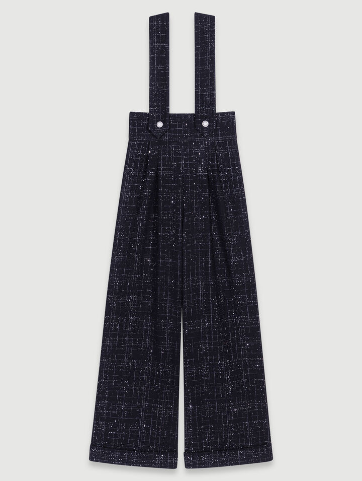 Pantalón largo con tirantes de tweed