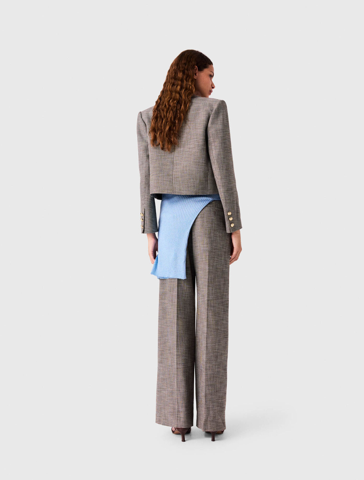 Chaqueta de traje corta a cuadros