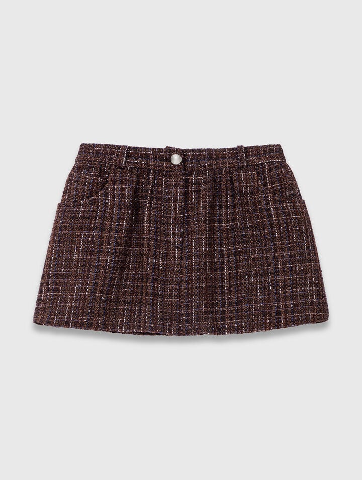 Short de tweed con banda elástica