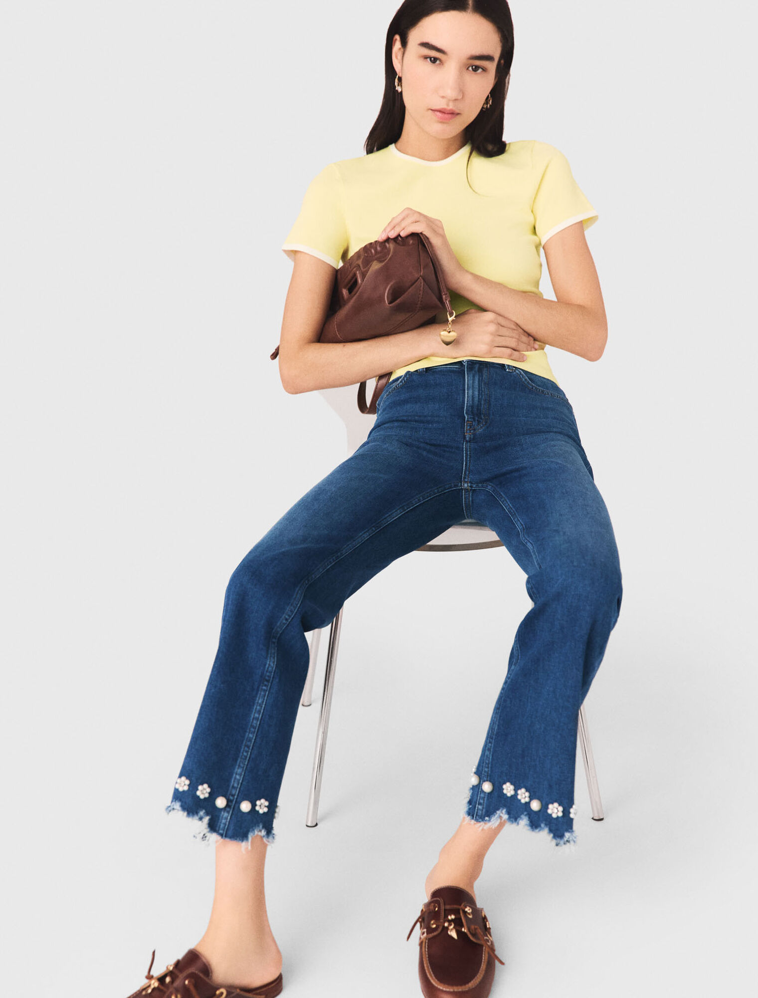 Vaquero bootcut con perlas